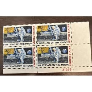 1969 First Man on the Moon Plate Block C76 10¢ MNH Apollo 11 Stamp